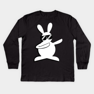 Hip Hop Dabbing Easter Bunny Kids Long Sleeve T-Shirt